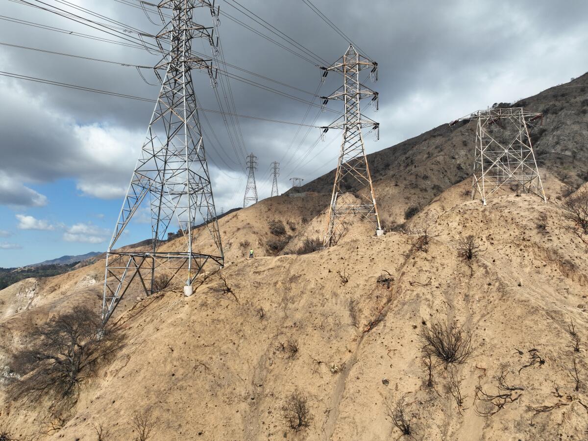 Investigators view the Edison electrical lines