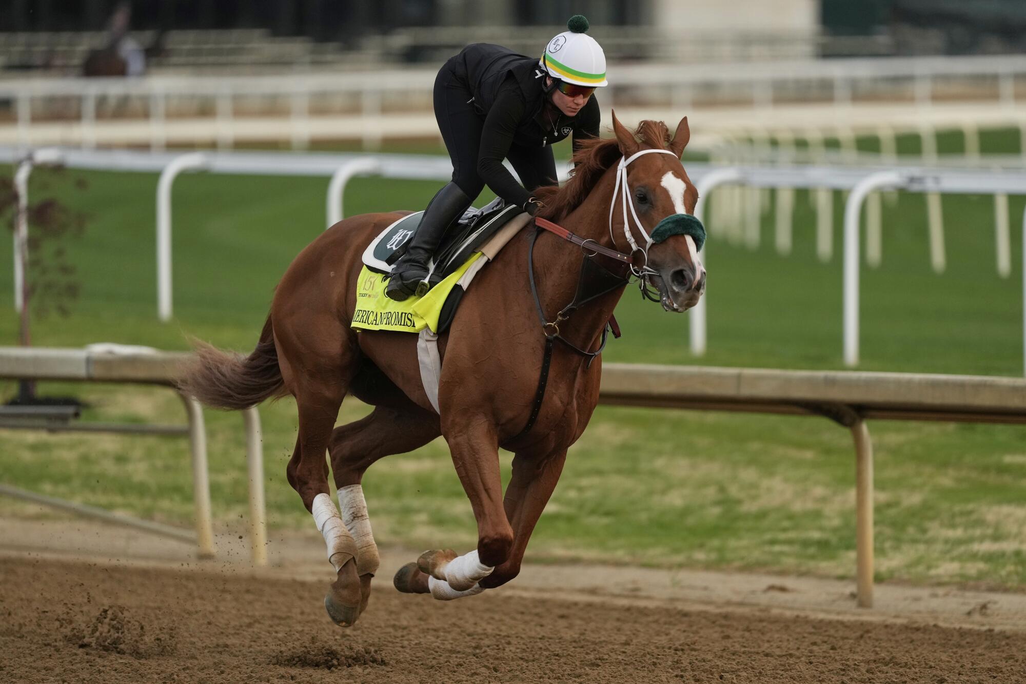 Kentucky Derby entrant American Promise works out at Churchill Downs on Tuesday.