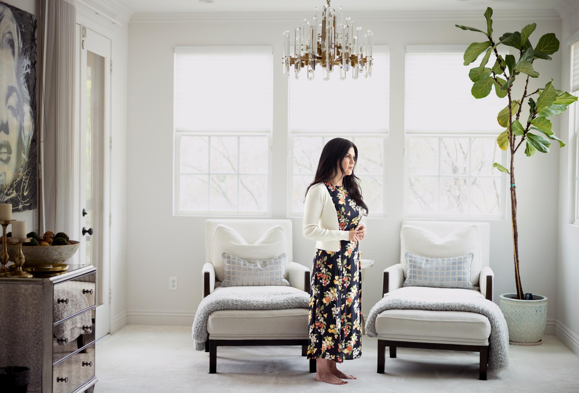 Catalina Garcia Hirsh, the ex-wife of Father Cesar Galan, at her home in Calabasas.