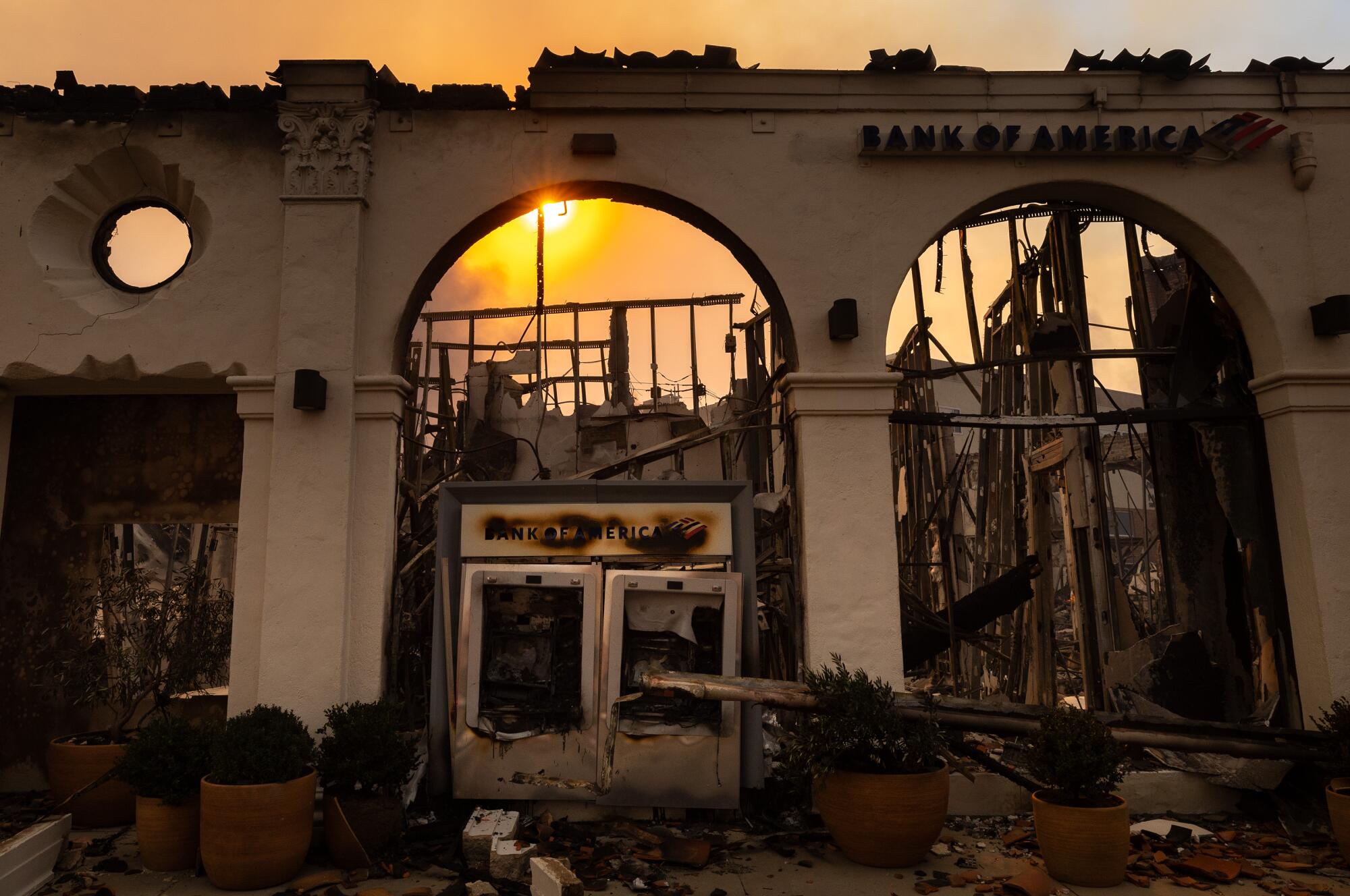 The Palisades' Business Block was severely damaged by the fire