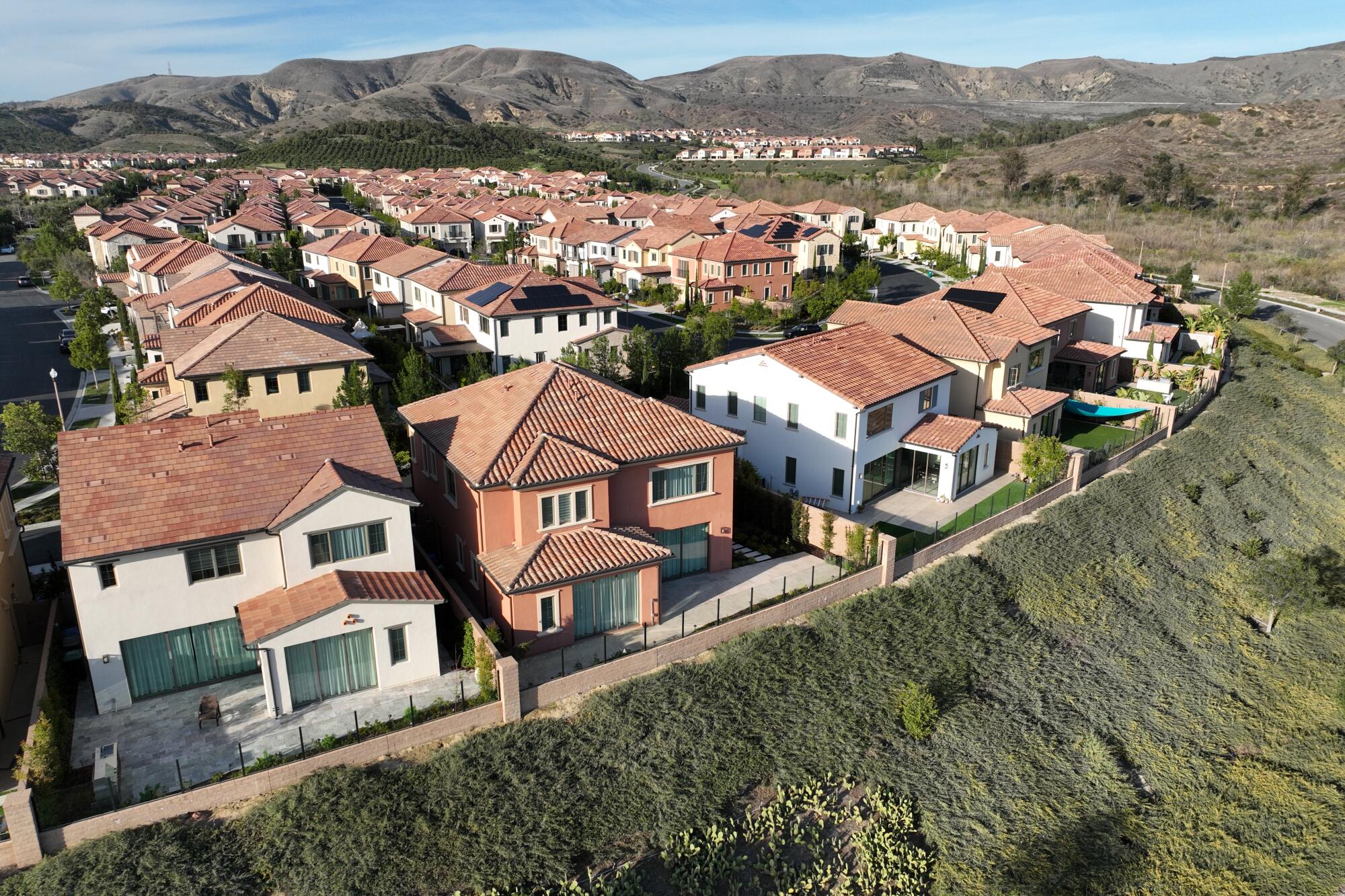 An aerial view of a planned community