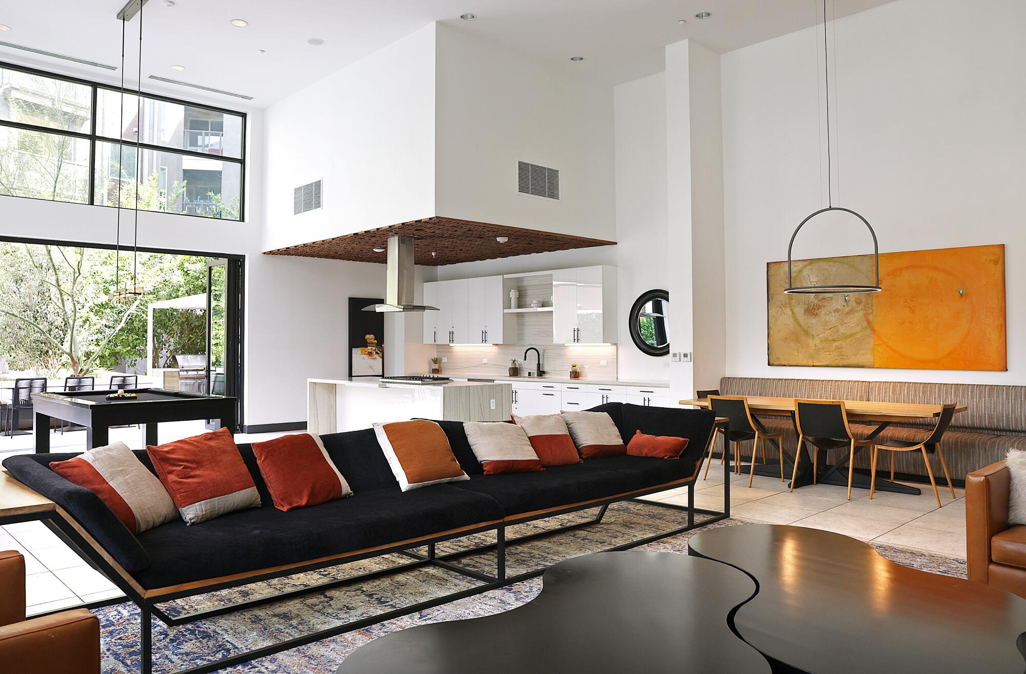 The community room at the Clarendon Apartments