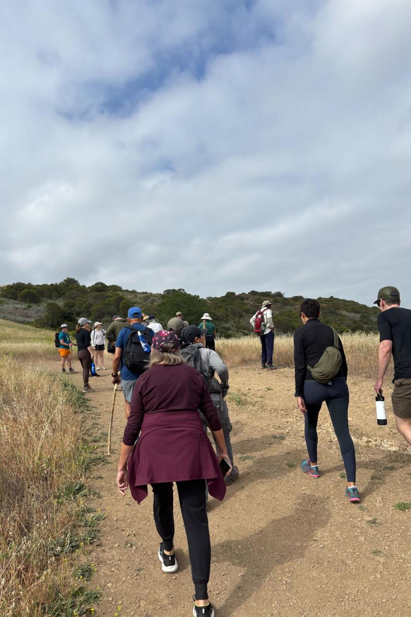 Hikers head toward the Sycamore Canyon waterfall in Point Mugu State Park during an L.A. Times subscriber hike.