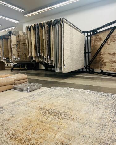 Deeply discounted rugs at RH Outlet in Culver City.