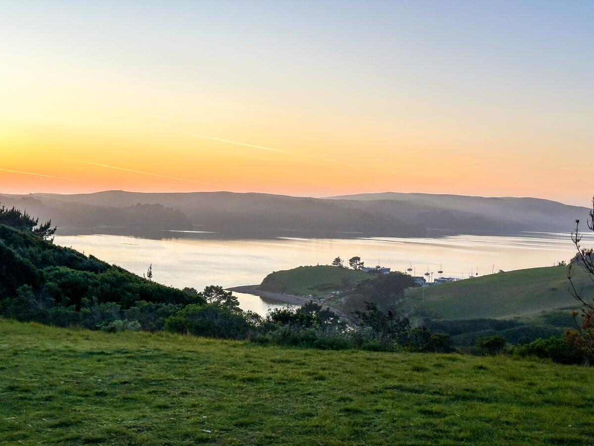 The view from a hill on the property of the Lodge at Marconi hotel in Marshall, Calif.