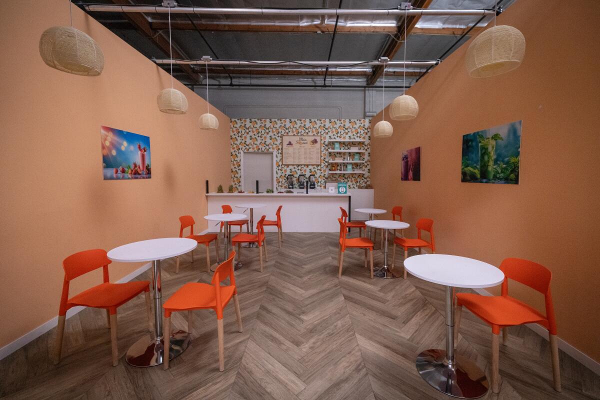 A tea shop set at Dhar Mann Studios in Burbank.